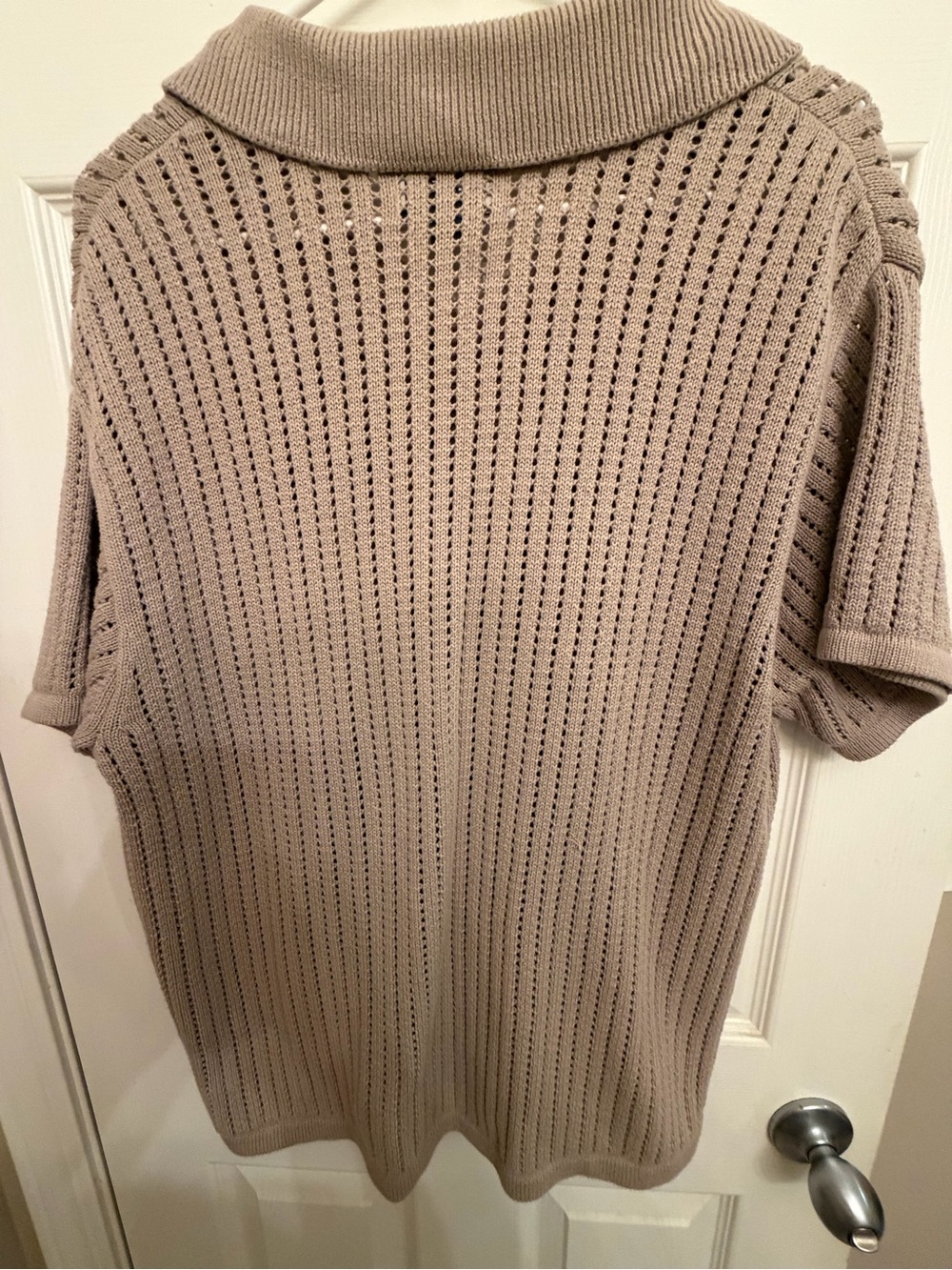 American Eagle Open Knit Short Sleeve Sweater - Light Taupe - Picture 2 of 5